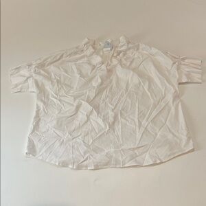 Finley Shorts Short Sleeved Ivory Gathered Poplin Blouse
